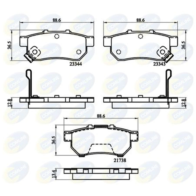 Comline Front & Rear Brake Discs & Pads fits Honda Jazz II 2002-2008 1.2 1.3 1.4