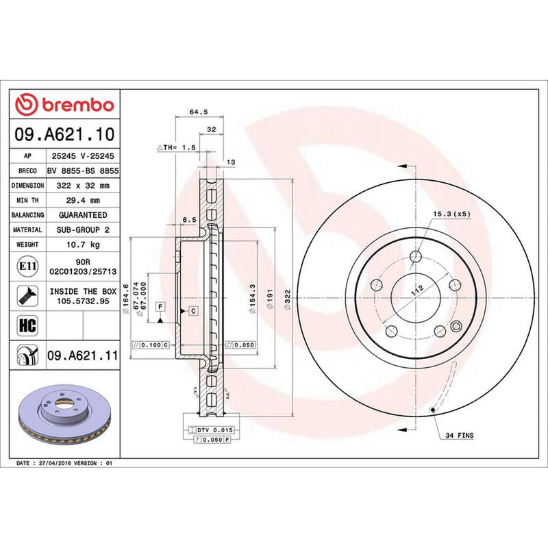 Brembo Front & Rear Brake Discs & Pads fits Mercedes-Benz E-Class 2009-2016