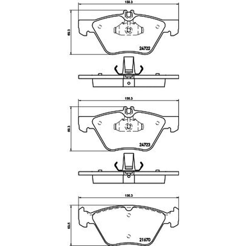 DON Front Brake Pad Set fits Mercedes-Benz E-Class 2003-2008