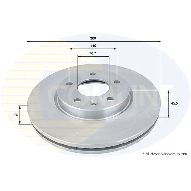 Comline 2 x Front Brake Discs ADC1153V-x2