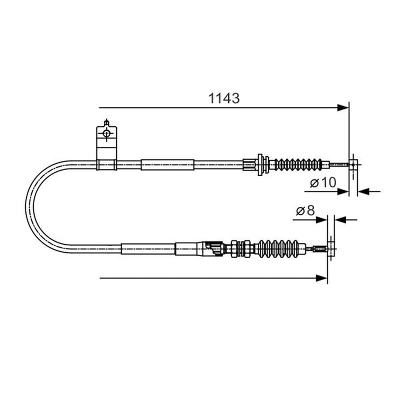 Bosch Handbrake Cable Right Rear fits Mazda MX-5 1998-2005 1.6 1.8