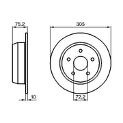 Bosch 2 x Solid Brake Discs fits Jeep Grand Cherokee 1999-2005 2.7 3.1 4.0 4.7