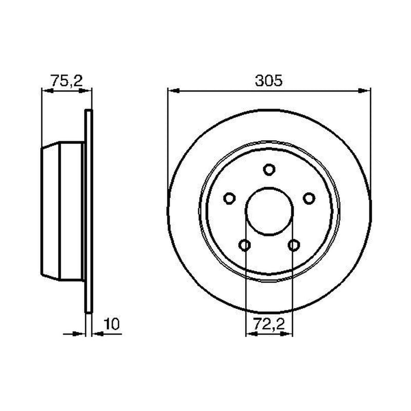 Bosch 2 x Solid Brake Discs fits Jeep Grand Cherokee 1999-2005 2.7 3.1 4.0 4.7