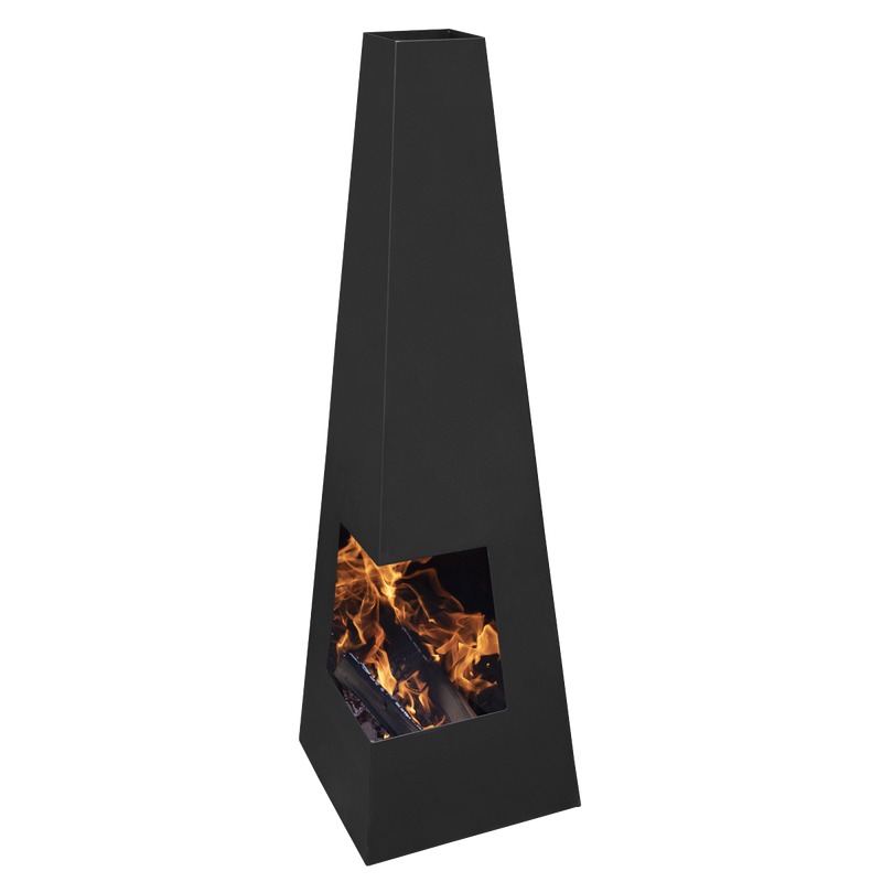 Dellonda Chiminea Wood Burner Heater for Outdoors W45cm x H150cm - Black Steel Dellonda  - Dynamic Drive