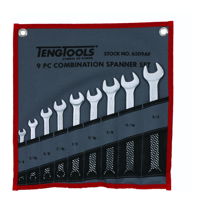 Teng Tools Combination Spanner Set 1/4"-3/4" Tool Roll 9 Pieces Teng Tools - Dynamic Drive