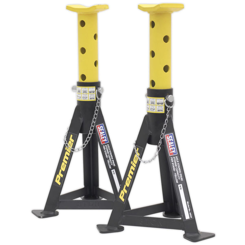 Sealey AXLe Stands (Pair) 3 Tonne Capacity per Stand Yellow AS3Y Sealey - Dynamic Drive