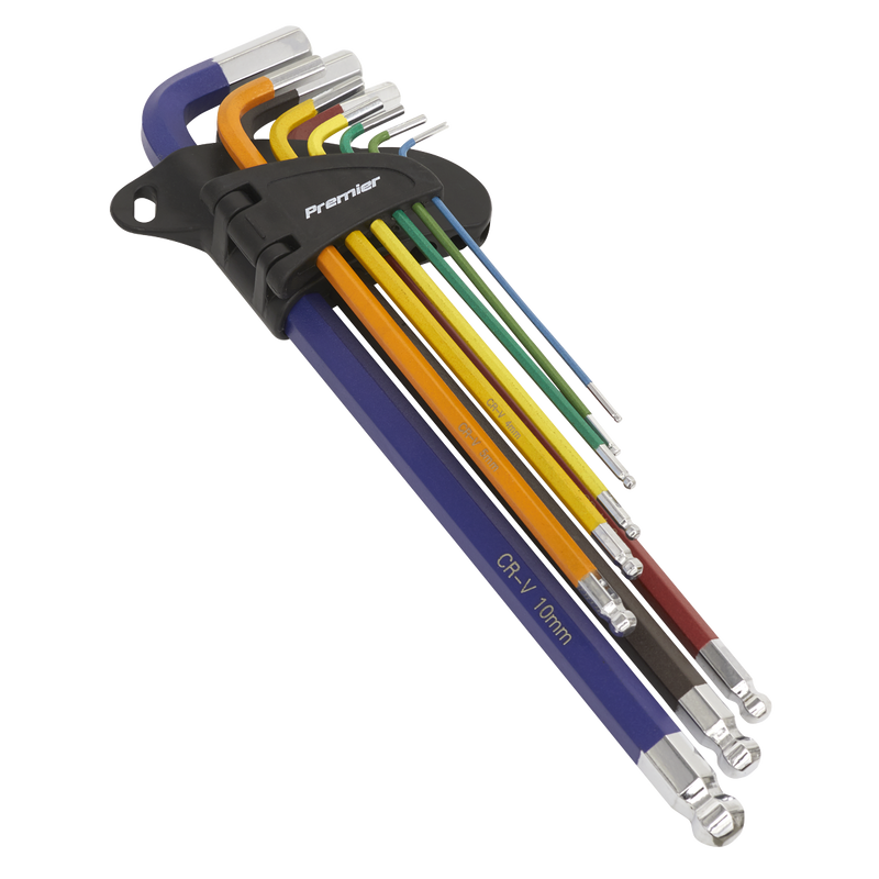 Sealey TWIN PACK EXTRA LONG Ball-End Allen Hex Key & TORX TRX Star Set Coloured Sealey  - Dynamic Drive