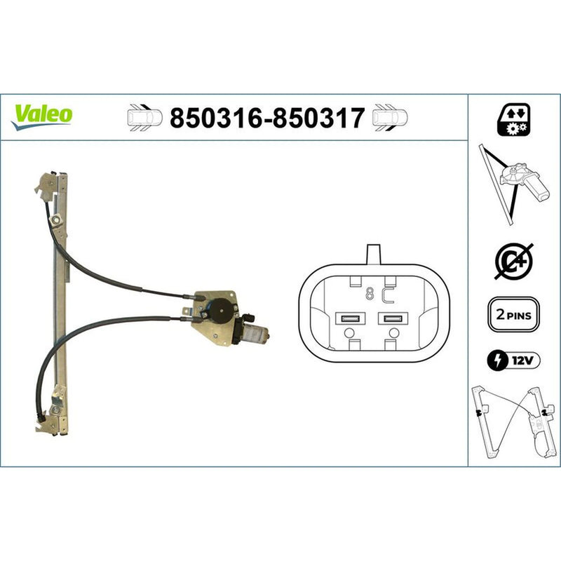 Valeo Electric Window Regulator Lifter Right Front 850317