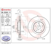 Brembo 2 x Internally Vented Brake Discs fits Subaru Forester 2018 on 2.0 2.5