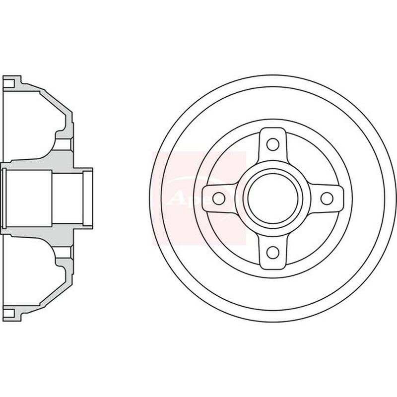 Apec Brake Drum Assembly Rear fits Opel Corsa C 2000-2009 1.0 1.2 1.3 1.4 1.7