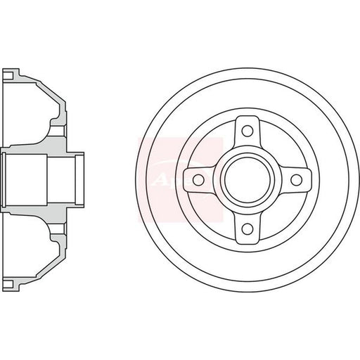 Apec Brake Drum Assembly Rear fits Opel Corsa C 2000-2009 1.0 1.2 1.3 1.4 1.7
