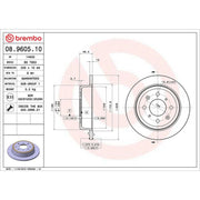 Brembo 2 x Solid Rear Brake Discs 08.9605.10-x2