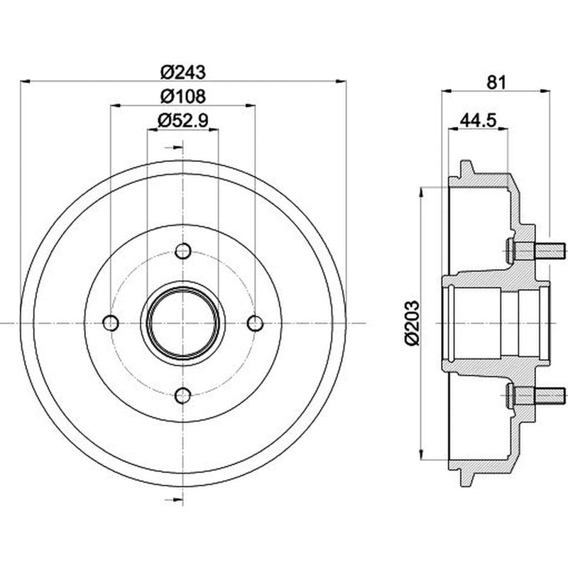 Mintex Brake Drum Assembly Rear fits Ford Focus I 1998-2005 1.4 1.6 1.8 2.0