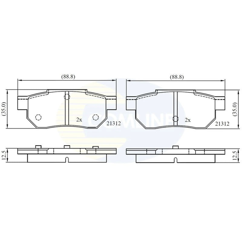 Comline 4 x Rear Brake Pad Set fits Acura Integra 1985-1990 1.5 1.6