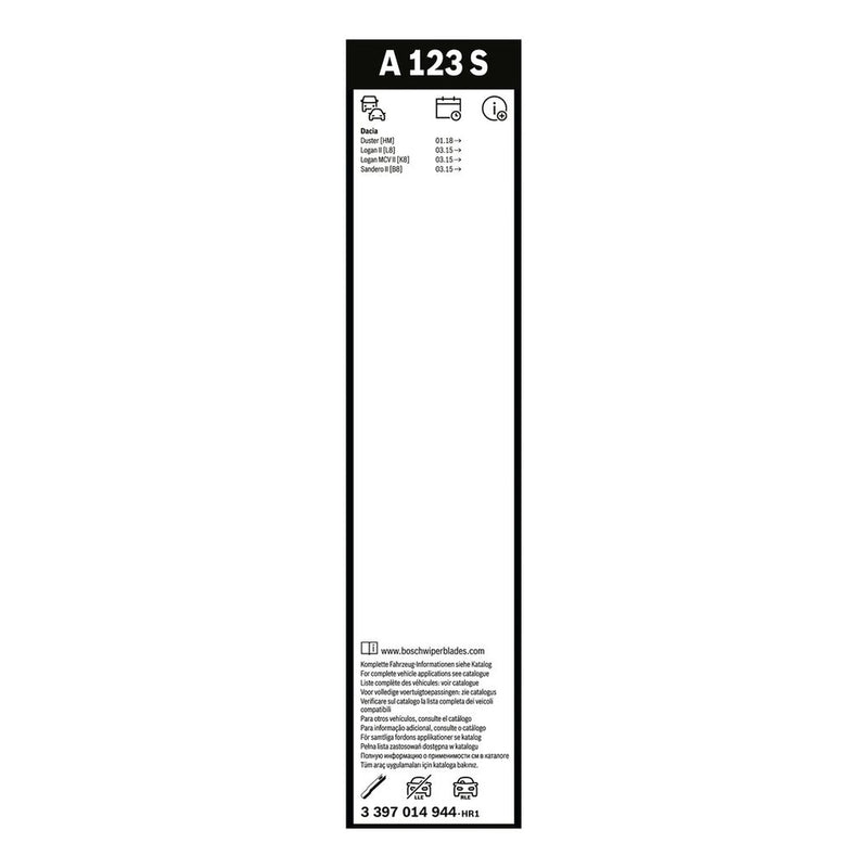 Bosch Aerotwin Wiper Blade Set 550mm + 475mm — A123S fits Dacia Duster 2017 on