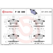 Brembo 4 x Front Brake Pad Set fits Opel Adam 2012-2019 1.0 1.2 1.4