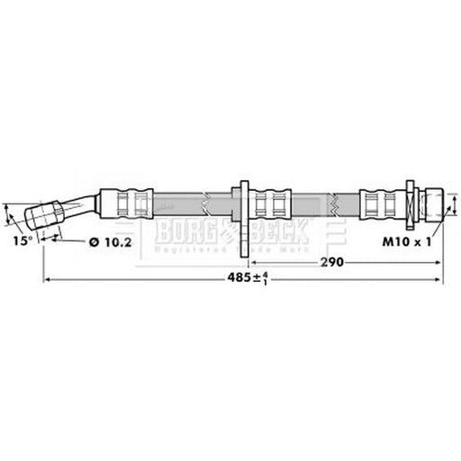 Borg & Beck Brake Hydraulic Hose Line Rear Left BBH7018