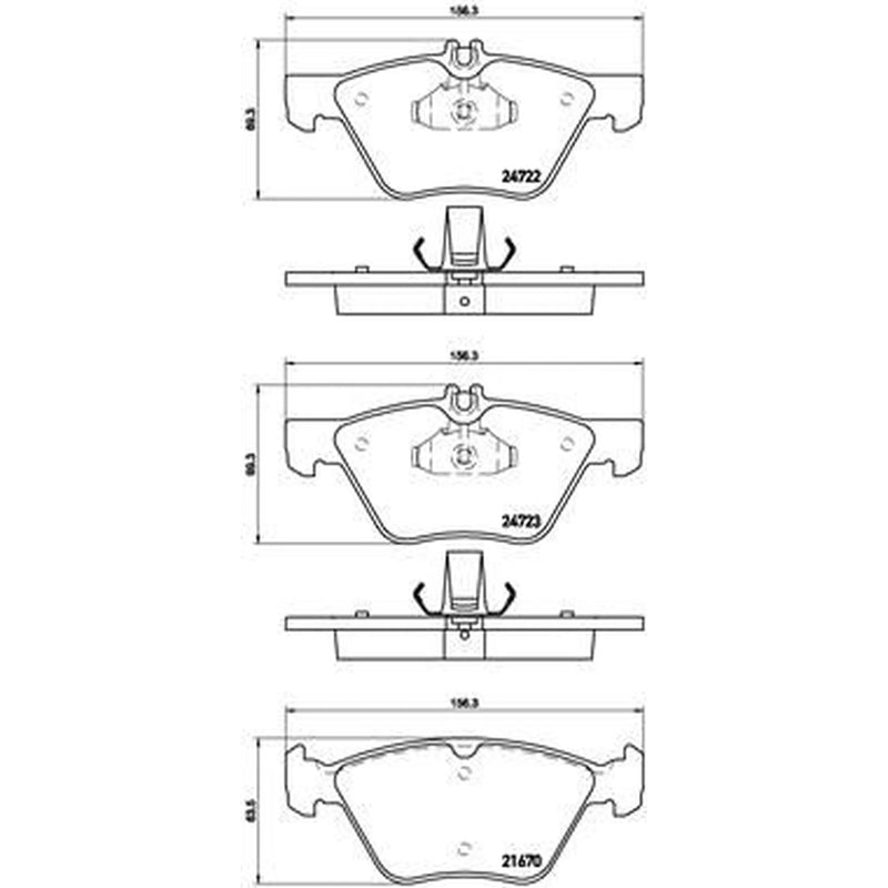 Brembo 4 x Front Brake Pad Set fits Mercedes-Benz E-Class 2003-2008