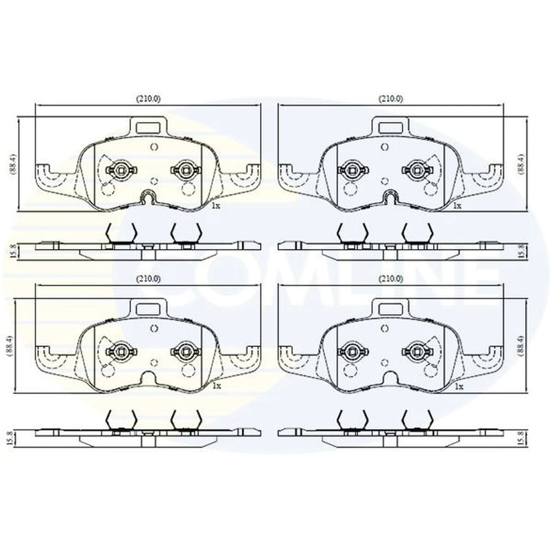 Comline 4 x Front Brake Pad Set fits Audi Tt 2014 on 2.0