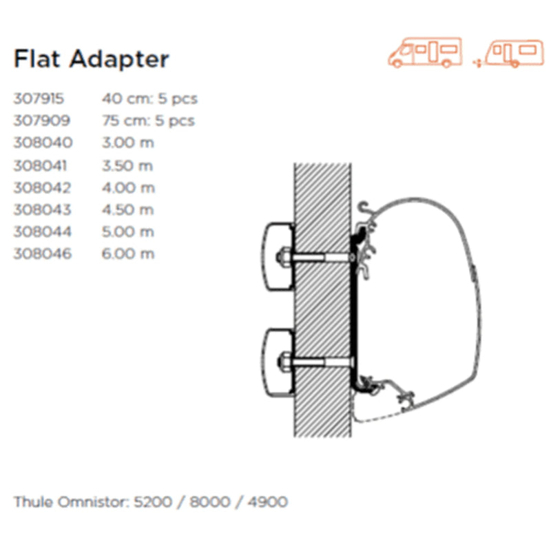 Thule FLAT ADAPTOR FOR WALL INSTALLATION - FLAT ADAPTOR SERIE 5 - 3.50m - 308041