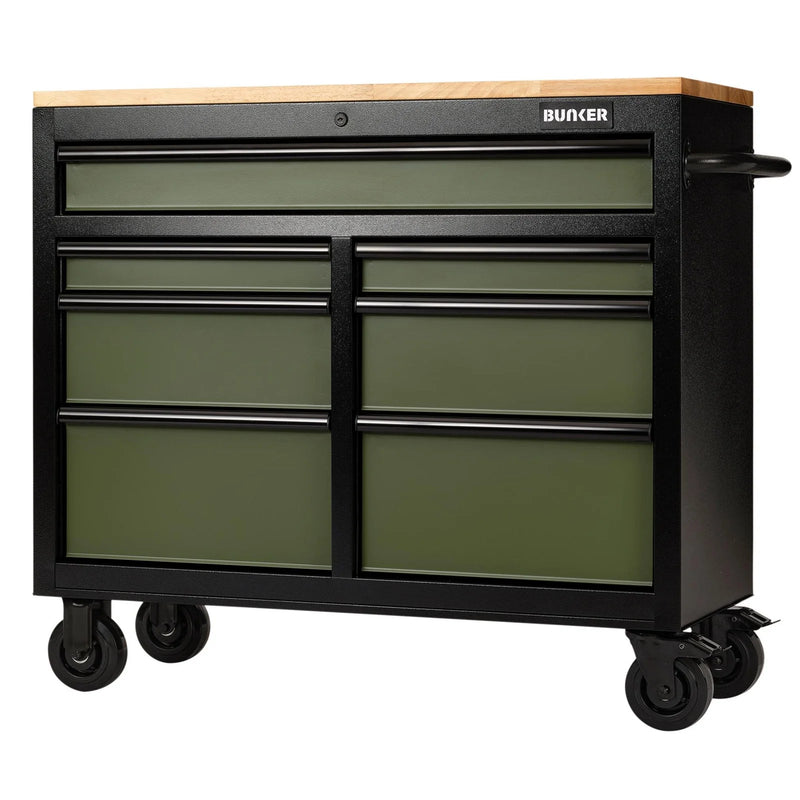 BUNKER 7 Drawer Workbench Roller Tool Cabinet, 41", Green - B100-41GR/FSC - image 1