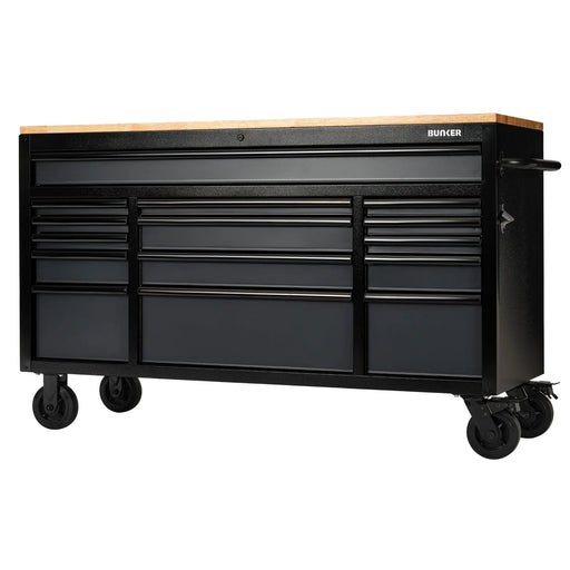 BUNKER 15 Drawer Workbench Roller Tool Cabinet, 61", Grey - B100-61G/FSC - image 1