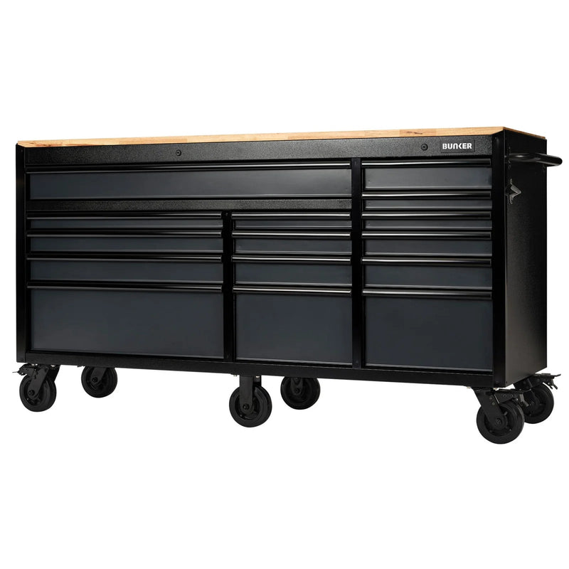 BUNKER 15 Drawer Workbench Roller Tool Cabinet, 72", Grey - B100-72G/FSC - image 1