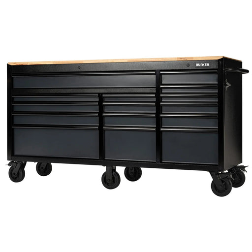 BUNKER 15 Drawer Workbench Roller Tool Cabinet, 72", Grey - B100-72G/FSC - image 1