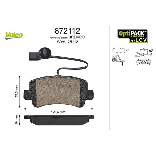 Valeo Rear Brake Pad Set 872112