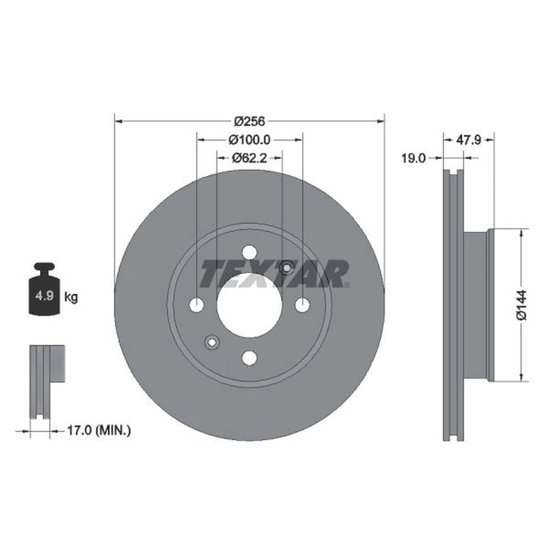 Textar 2 x Vented Front Brake Discs 92144700