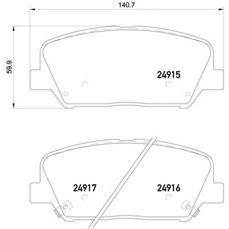 Brembo 4 x Front Brake Pad Set fits Hyundai Genesis 2008-2014 2.0 3.8