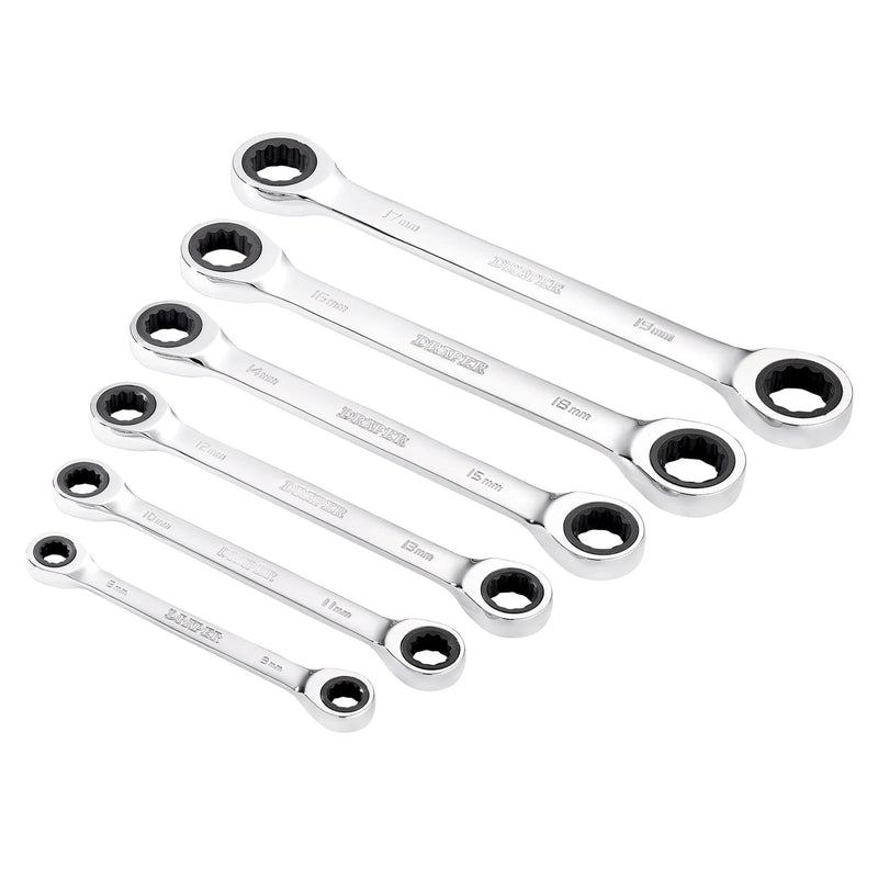 Draper HI-TORQ® Metric Double Ratchet Ring Spanner Set, 8 -19mm (6 Piece) - image 1
