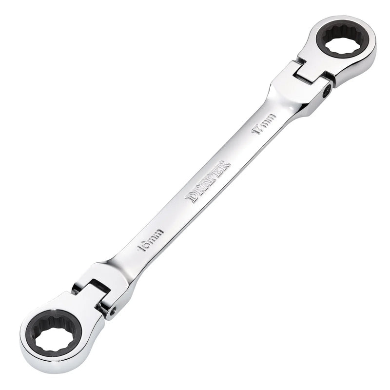 Draper HI-TORQ® Metric Flexible Head Double Ring Ratchet Spanner, 16 x 17mm - image 1
