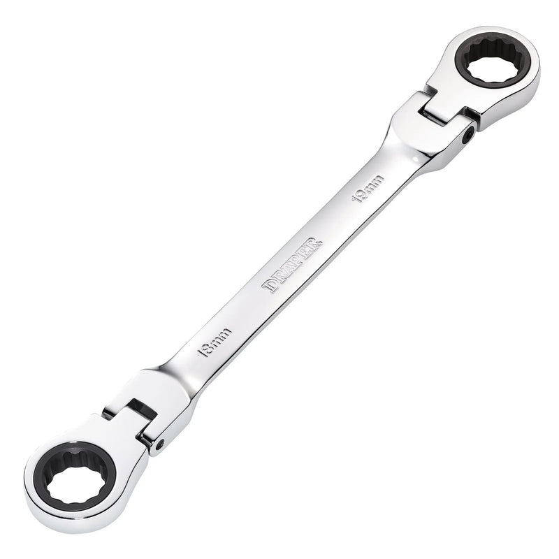 Draper HI-TORQ® Metric Flexible Head Double Ring Ratchet Spanner, 18 x 19mm - image 1