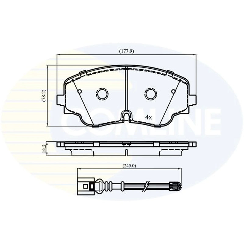 Comline 4 x Front Brake Pad Set fits VW Arteon 2020 on 1.4 2.0