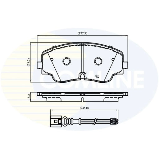 Comline 4 x Front Brake Pad Set fits VW Arteon 2020 on 1.4 2.0