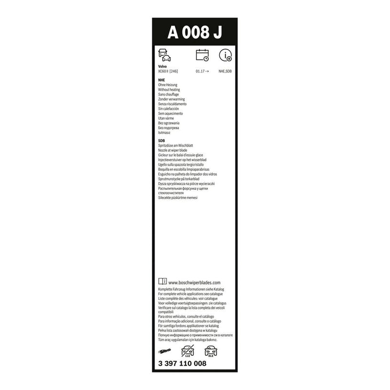 Bosch Aerotwin Wiper Blade Set 650mm + 475mm — A008J fits Volvo XC60 II