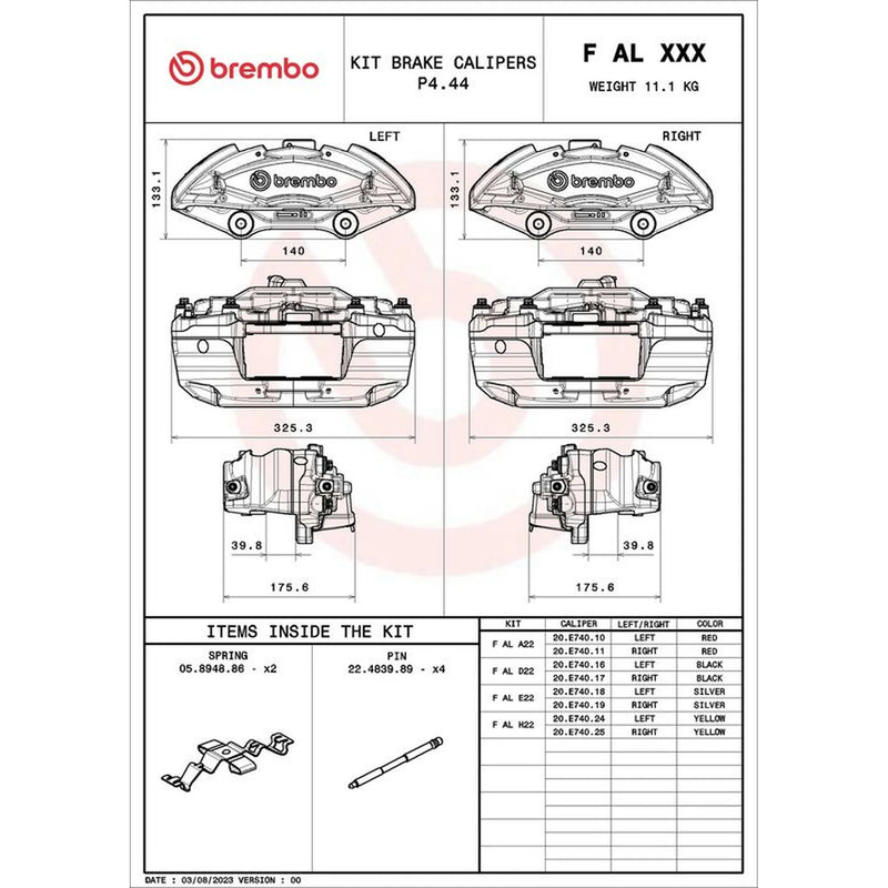 Brembo 2 x Brake Caliper Assembly Front fits Mercedes-Benz C-Class 2014-2023