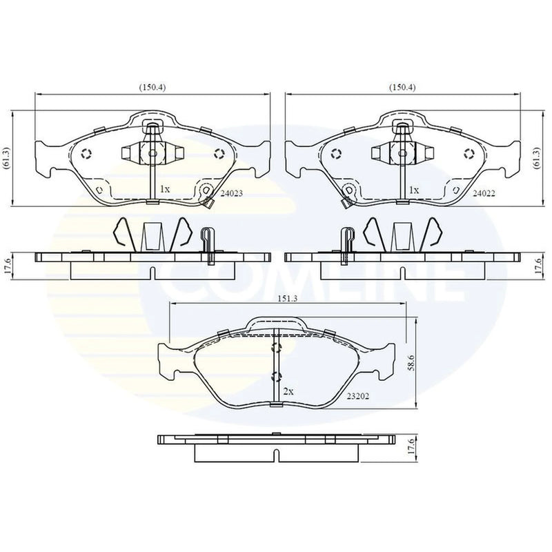 Comline 4 x Front Brake Pad Set fits Daihatsu Charade VIII 2011 on 1.33