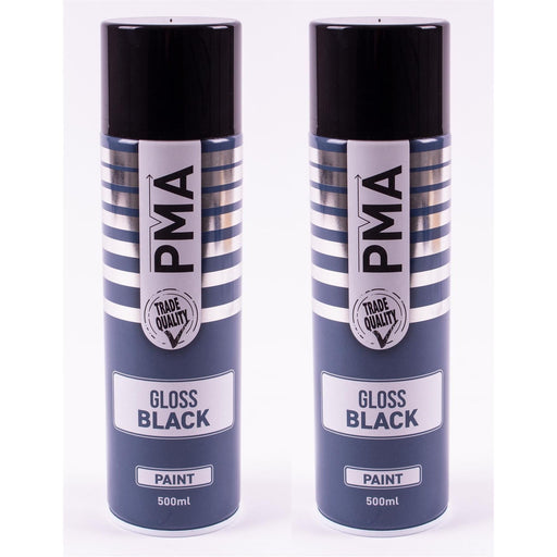 2x Autotek Professional Gloss Black 500ml Spray Paint High Coverage Autotek - Dynamic Drive