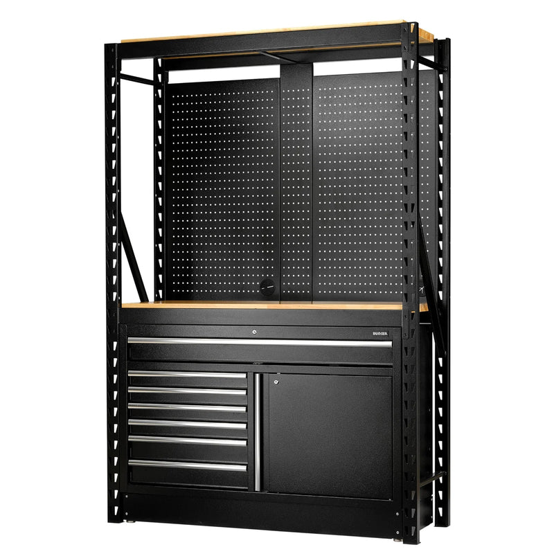 BUNKER 14 Piece Modular Storage Combo 2 Tier Racking with Hardwood Shelving
