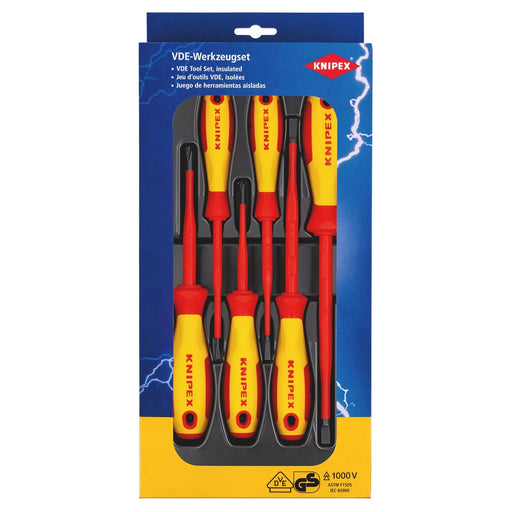 KNIPEX 00 20 12 V02 VDE Slotted/Phillips® Screwdriver Set, 6 Parts