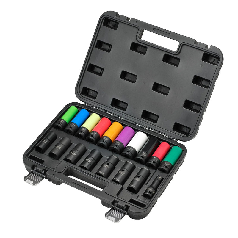 Draper Wheel Nut Socket Set, 1/2" Sq. Dr. (18 Piece) - AWNSS/18 - image 1