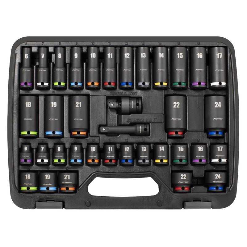 Sealey Premier Premier Impact Socket Set 3/8"Sq Drive 36pc AK5633M Sealey Premier - Dynamic Drive