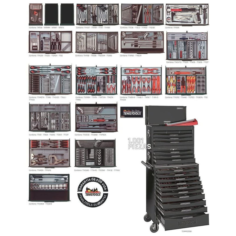 Teng Tools 26" PRO Mega Master TT Tool Kit 1001 Pieces Black GOOD4YOU - Dynamic Drive