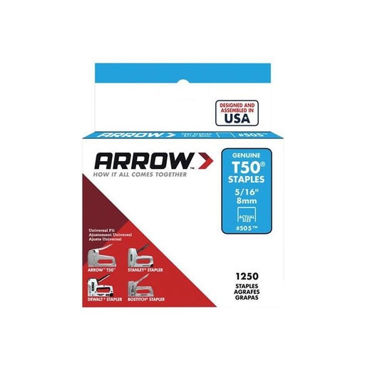Arrow T50 Staples 8mm (5/16in) (Box 1250) Arrow - Dynamic Drive