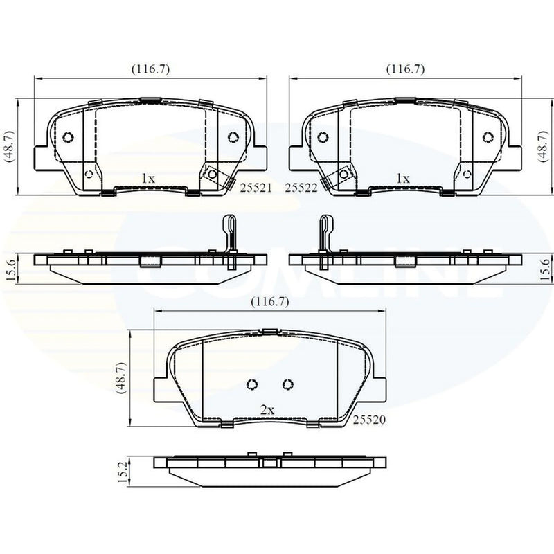 Comline 4 x Rear Brake Pad Set fits Hyundai Centennial 2009-2016 3.8 4.6 5.0