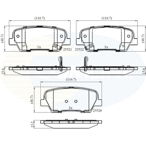 Comline 4 x Rear Brake Pad Set fits Hyundai Centennial 2009-2016 3.8 4.6 5.0