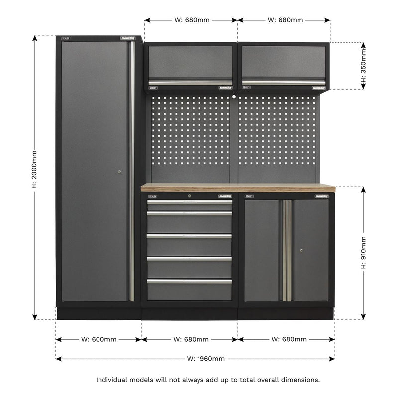 Sealey Superline Pro 2.0m Storage System Wood Worktop APMSSTACK02W Sealey - Dynamic Drive
