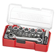 Teng Tools 1/4" Socket Set 6 pt With Belt Clip 19 Pieces Teng Tools - Dynamic Drive